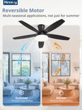 Zardon 48 inch Smart Ceiling Fan with LED Light Kit - 6-Speed Remote Control, Black Finish for Indoor