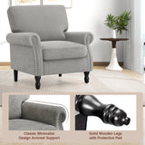 COOLHUT Modern Accent Chair Armchair, Linen Fabric Upholstered Comfy Single Sofa with Solid Wood Frame for Living Room, Beige