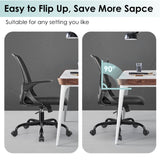 Coolhut Office Computer Desk Chair, Ergonomic Mesh Rolling Work Swivel Task Chairs with Wheels, Comfortable Lumbar Support, Comfy Flip-up Arms for Home, Bedroom, Study, Student, 300lbs, Black