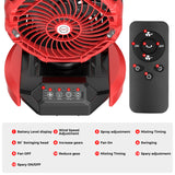 Portable Outdoor Misting Fan, Bucket Top Portable Fan, Battery Powered with 4 Fan Speeds & 4 Mist Settings for Camping, Tailgating, and Beach（Red）
