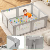 Baby Playpen,73.6x61 Inch Baby Gate Foldable Playpens for Babies and Toddlers,Extra Large Baby Fence Playpen with Door Play Yard for Indoor and Outdoor Play Pen,Light Gray