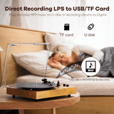 123 MAIO Vinyl Record Player With Bluetooth, 3-Speed 33/45/78RPM Spinner Audio Turntables Built-in Speakers, Headphone Jack