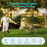 Tensea Upgrade Standing Misters for Outside Patio, Adjustable 5.25ft Misting Cooling System with 32.8ft Water Mist Line, Portable Outdoor Misting System with Flexible Spray Tube for Lawn,BBQ,Pet,Kids