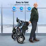 SACVON Lightweight Electric Wheelchair for Adults,Only 56 Lbs All Terrain Motorized Wheelchair,22 Miles Long Travel Range,2 Storage Bags