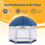 Pamo Babe Unisex Premium Indoor and Outdoor Baby Playpen - Portable, Lightweight, Toddler Play Yard With Canopy and Travel Bag - Blue