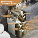 SEEDAY Bathroom Storage,3-Tiers Slim Waterproof Narrow Storage Cabinet,Storage Floor Cabinet with Drawers for Small Spaces