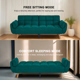 Convertible Futon Sofa Bed, Sleeper Sofa Bed with Adjustable Backrests, Linen Loveseat Sofa Small Couches for Small Spaces, Living Room, Bedroom,Green