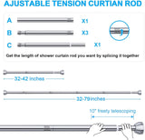 TITGIPE No hole telescopic shower curtain rod | 27-76 inches adjustable anti-skid spring rod | stainless steel rust resistance design | bathroom upgrade artifact no hole telescopic bath curtain rod1