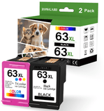63XL Ink Cartridge Compatible for HP 63 Ink Cartridges for 63XL for Officejet 3830 4650 5255 5258 4655 5252 Envy 4520 4512 Printer( Black+Tri-Color)