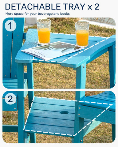Wingyz Adirondack Outdoor Bar Stools - Set of 2, Double Trays and Removable Trays