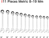 Airaj 12 Pcs Combination Ratcheting Wrench Set ，8-19 mm, Ratchet Wrenches Set for Car and Home Repair