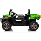24V Kids Ride on Dump Truck with Remote Control, 2 Seater Powered 4-Wheeler UTV Toys, 2x200W Ride on Tractor Car w/ Electric Dump Bed, Shovel, Bluetooth Music, Green