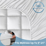 Thinway Queen Size Waterproof Mattress Pad Protector, Breathable Quilted Mattress Cover Noiseless Waterproof Fitted Sheet Mattress Topper Up to 21" Deep Pocket
