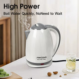 PANCERKA  Chic Rapid Boil Tea Kettle, 1.8L Cordless Water Warmer, White
