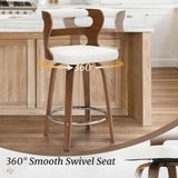 Dycanpo 26" Counter Height Bar Stools Set of 3, Swivel Counter Stools with Back for Kitchen Island, White