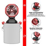 Portable Outdoor Misting Fan, Bucket Top Portable Fan, Battery Powered with 4 Fan Speeds & 4 Mist Settings for Camping, Tailgating, and Beach（Red）