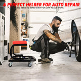 Rolling Creeper Garage/Shop Seat, Soft Padded Mechanic Stool with Segmented Tool Tray Storage, Heavy-Duty Garage Roller Seat with 4 Universal Casters, 330 LBS Capacity