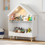 Curipeer 2-Tier Kids Bookshelf, Toy Storage Organizer with Motion-Activated Light, White