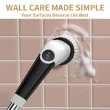 YKYI Electric Spin Scrubber with 8 Brush Heads 3-Speed Voice Broadcast Adjustable Long Handle