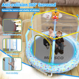 Mersco 55inch Toddler Trampoline, Mini Trampoline for Kids with Enclosure and Basketball Hoop, Birthday Gifts, Print