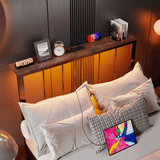 Behost Heavy Duty Twin Bed Frame with Storage Headboard, Charging Station and LED Light, No Box Spring Required, Black