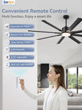 Zardon 72 inch Large Ceiling Fans with Lights and Remote, 6 Speed Reversible DC Motor, Dual Finish 8 Blades-Black