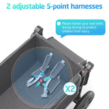 SACVON All-Terrain Stroller Wagon for Toddlers with Canopy, Parent Organizer, Adjustable Handlebar, 2 Cup Holders