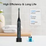 Operan Electric Sonic Toothbrush for Adults with 5 Modes, IPX7 Waterproof, 8 Brush Heads, Travel Case, Black