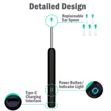 RONY Wireless Earwax Removal Tool Kit with Camera - 1080P Otoscope Next Gen Ear Wax Removal Set with Led Light - Ear Wax Removal Compatible for iPhone iPad Android Smart Phone, Black