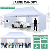 SANOPY 10' x 20' EZ Pop up Canopy Party Tent, Outdoor Event Instant Gazebo with 6 Removable Sidewalls for Camping Wedding Picnic, White-2JK