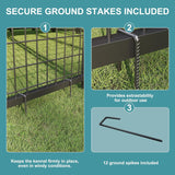 Outdoor Dog Kennel 120"x118", Large Metal Fence House with Roof, Feeding Door, Double Lock