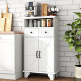 Bathroom Storage Cabinet with Doors and Drawers,Farmhouse White Bathroom Floor Cabinet freestanding with Adjustable Shelf,41.3"H Bathroom Organizer