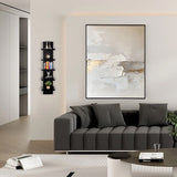 Black 5-Tier Floating Shelves 31x7.2 Inch - Industrial Wall Shelves for Bedroom & Living Room Storage