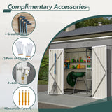 LZBEITEM 8 x 4 ft Outdoor Metal Storage Shed, Small Metal Sheds & Garden Tool Shed with Galvanized Floor Frame Kit Lockable for Garden, Backyard