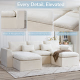 YINIX 123" Sectional Sofa with Chaise, U-Shaped Couch for Living Room,Beige