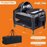 Pamo Babe Baby Playard, Magic Fold 1 Step Portable Playpen Changing Table for Newborn, Four-Panels