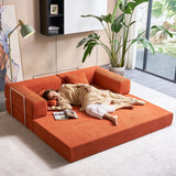 YINIX 81" Sofa Bed with Two Pillows,Comfy Modular Convertable Sleeper Sofa for Living Room,Orange