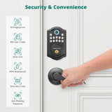 Akagear Keyless Entry Door Lock, Smart Electronic Deadbolt Door Lock with 2 Lever Handles, Front Door Lock Set,One Time Code, Auto Lock Easy to Instal, Black