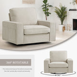 1212 INGALIK Swivel Accent Chair, 40.2"W Oversize Chenille Accent Armchair with Storage Bag, Modern Comfortable Chair for Living Room, Bedroom, Beige