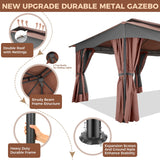 SANOPY 12X20 Heavy Duty Outdoor Gazebo with Mosquito Netting and Curtains, Canopy Tent Deck Gazebo with Double-Flat Roof Ventiation and Metal Steel Frame Suitable for Lawn, Backyard, Patio