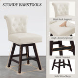 Dycanpo 26'' Swivel Bar Stools Set of 3, Upholstered Barstool with Footrest for Kitchen,White-Faux Leather