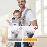 Baby Carrier with Hip Seat, Ergonomic M Position 6in1 Baby Carrier Newborn to Toddler, Adjustable Size for Enhanced Lumbar Support, Perfect for On-The-go