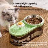 2 In 1 Pet Water Fountain + Cat Feeder, 3L Pet Water Dispenser for Cat Dog Food Bowl Bottle