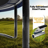 Mersco 10ft Trampoline for Kids Adults, Pumpkin Outdoor Trampoline with Enclosure, Basketball Hoop and Storage Bag, 960lbs Loading,Brithday Gifts, Blue