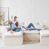 YINIX 123" Sectional Sofa with Chaise, U-Shaped Couch for Living Room,Beige