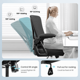 CoolHut Office Chair, Ergonomic Home Computer Desk Chairs, Comfy Breathable Mesh Chair with Adjustable Lumbar Support Flip-up Armrests, Black, 300lbs