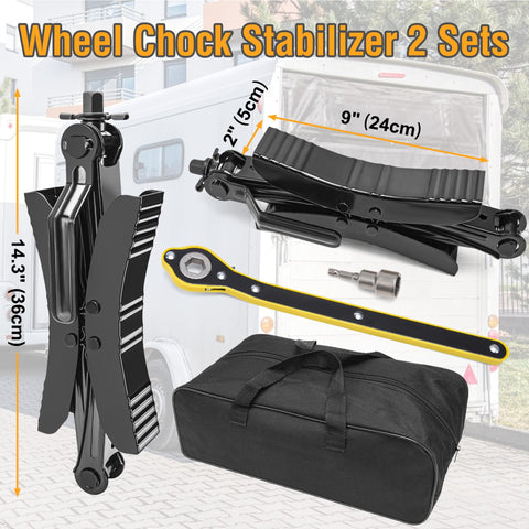 Camper Wheel Chock Stabilizer 2 Sets for RV Travel Trailer Heavy Duty X-Shaped RV Stabilizer Wheel Chock Anti-Move Tire Wheel Chock
