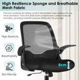 Coolhut Office Computer Desk Chair, Ergonomic Mesh Rolling Work Swivel Task Chairs with Wheels, Comfortable Lumbar Support, Comfy Flip-up Arms for Home, Bedroom, Study, Student, 300lbs, Black