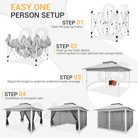 SANOPY 12 x 12 FT Patio Gazebo Outdoor Pop up Gazebo with Mosquito Net&Four Sandbags, Waterproof and UV Protection Gazebo Tent for Backyard