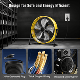 Rocyis 20 Inch Industrial High Velocity Drum Fan - 4 Speed 4650 CFM Air Circulation High Velocity Fan for Factory, Warehouse, and Commercial (Yellow)